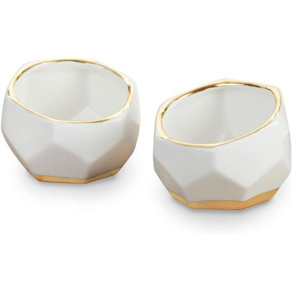 Geometric Ceramic Planters Decorative Bowls (Set of 2)